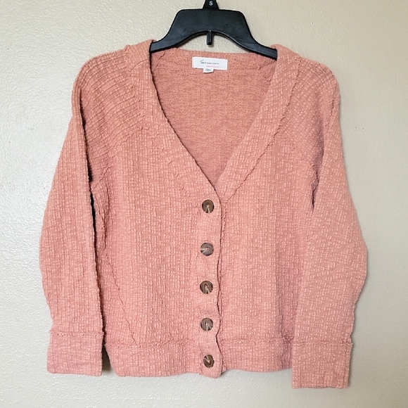 Two by Vince Camuto Womens Peach Cropped Cardigan - Size Medium - Picture 1 of 7